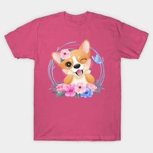 Corgi in a flower ring - Cutest Corgi T-Shirt